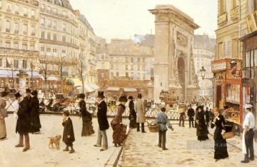 Le Boulevard St Denis Paris scenes Jean Beraud Oil Paintings